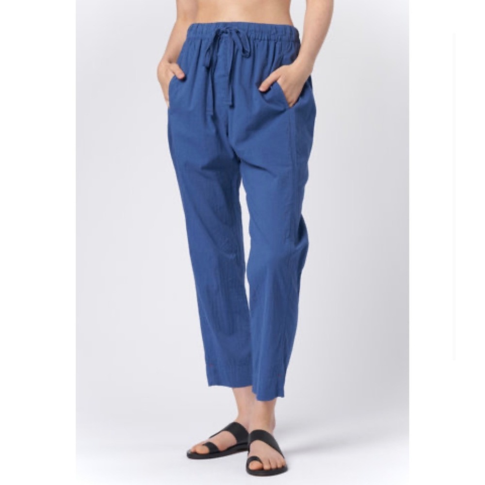 Xirena Channing Cotton Gauze Pants Navy Blue Elastic Drawstring Waist Small USA
